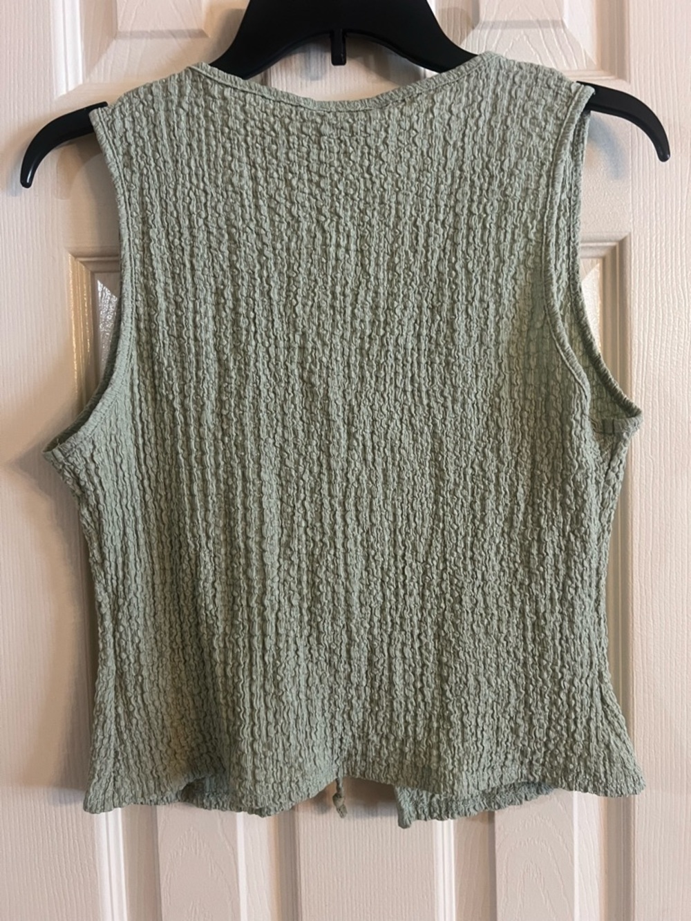 See You Monday Sage Green Textured Tie-Front Tank Top - Picture 3 of 5
